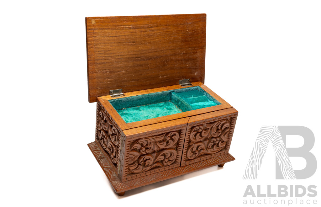 Hand Carved Wooden Jewellery Box