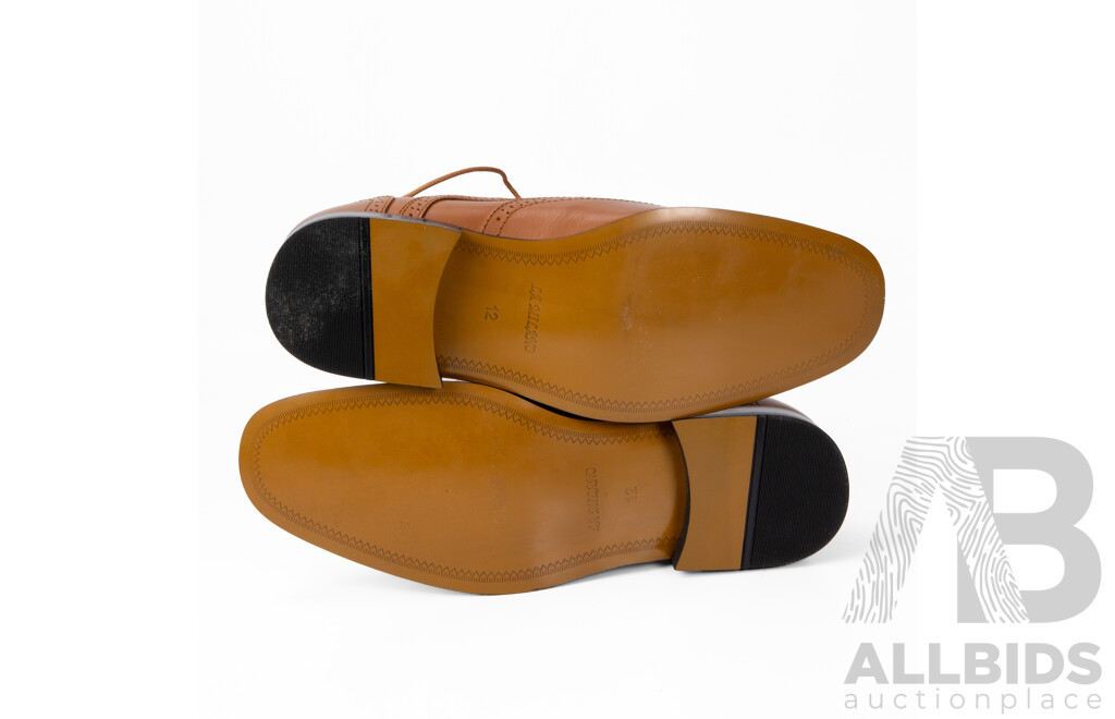 Pair of La Milano Men's Oxford Style Light Brown Leather Dress Shoes, Size 12