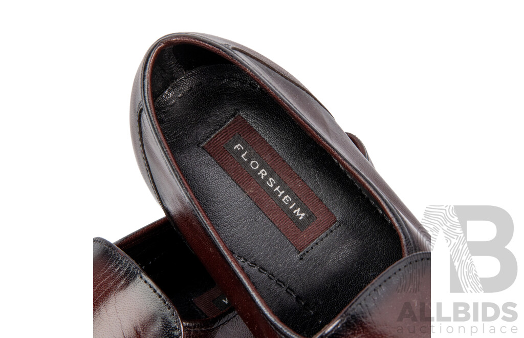 Pair of Florsheim Men's Burgundy Leather Loafers, Size 11.5