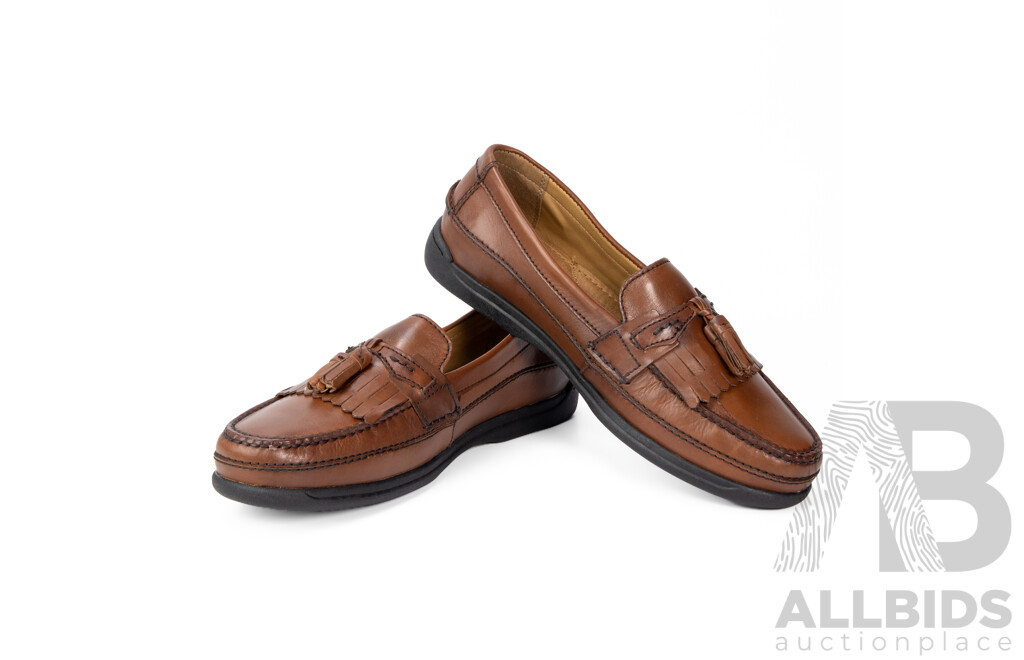 Pair of Dockers Men's Brown Leather Tassel Loafers, Size 12