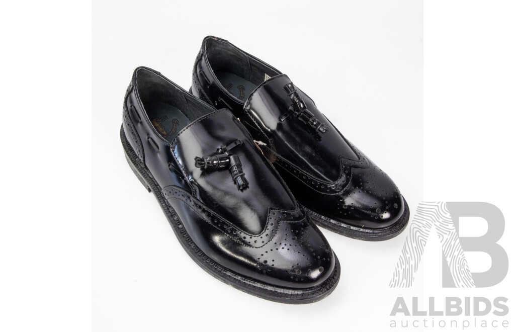 Pair of Executive Imperials Men's Black Leather Dress Loafers, Size 11.5