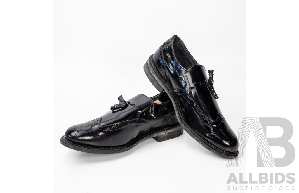 Pair of Executive Imperials Men's Black Leather Dress Loafers, Size 11.5
