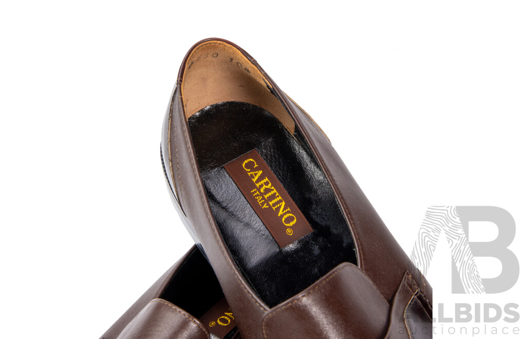 Pair of Cartino Men's Loafers Brown, Size 10.5