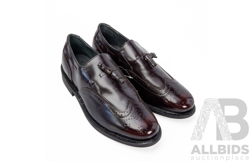 Pair of Executive Imperials Men's Burgundy Leather Tassel Loafers, Size 11.5