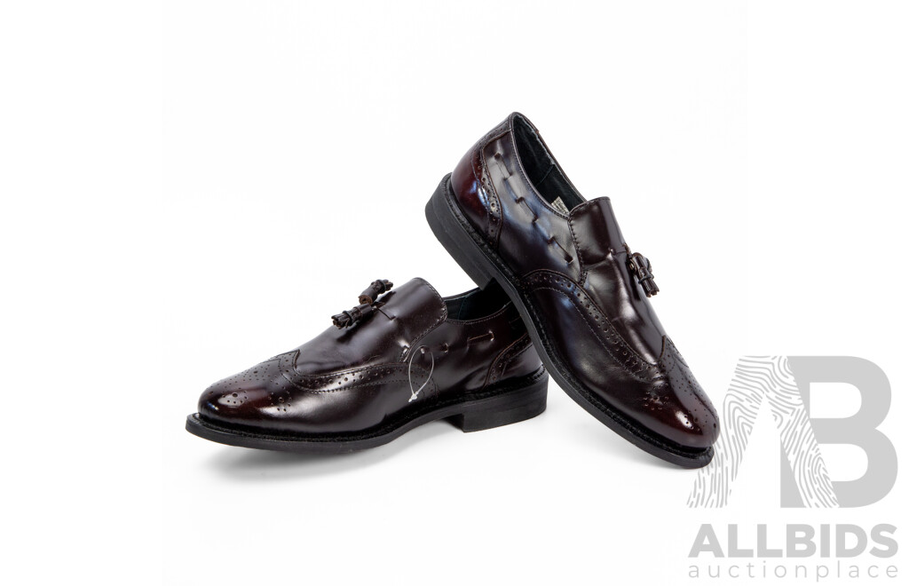 Pair of Executive Imperials Men's Burgundy Leather Tassel Loafers, Size 11.5