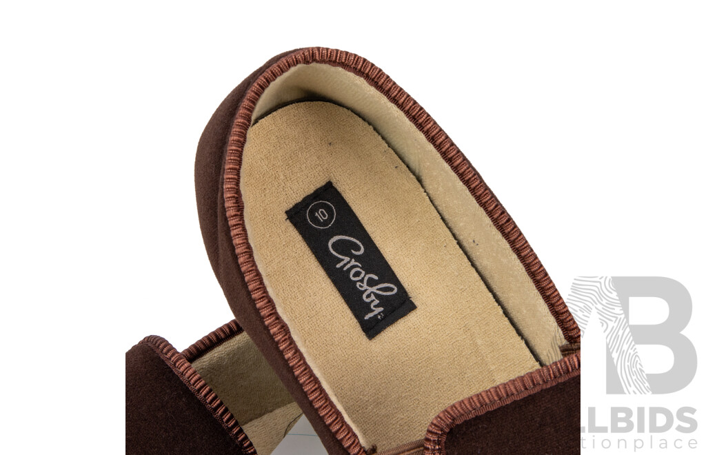 Pair of Grosby Percy Men's SlippersChocolate, Size 10