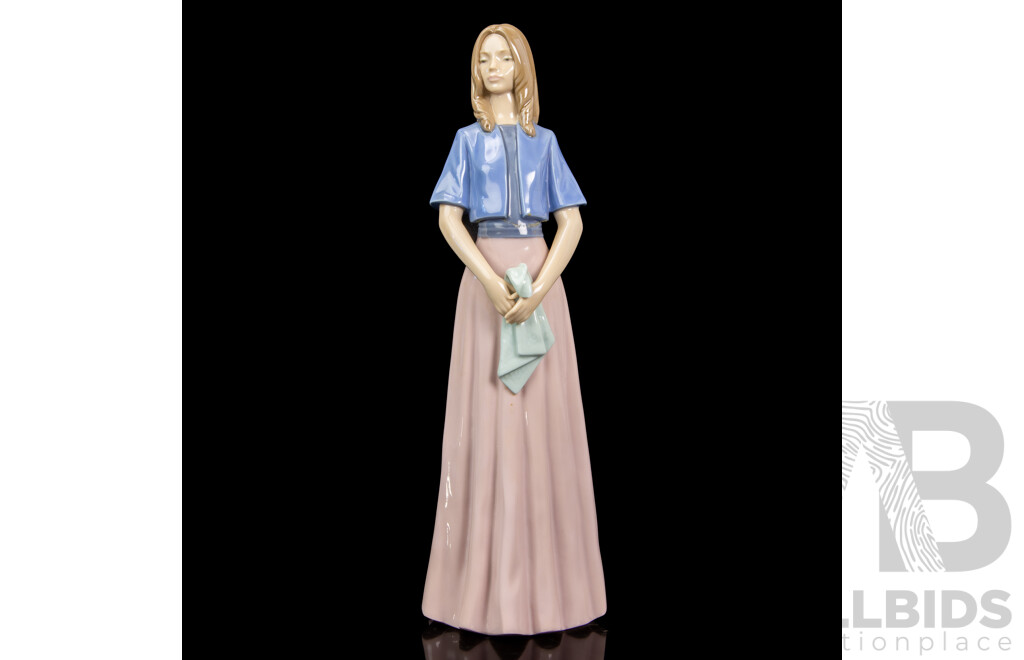 Porcelain Woman with Handkerchief Figure, Nao by Lladro