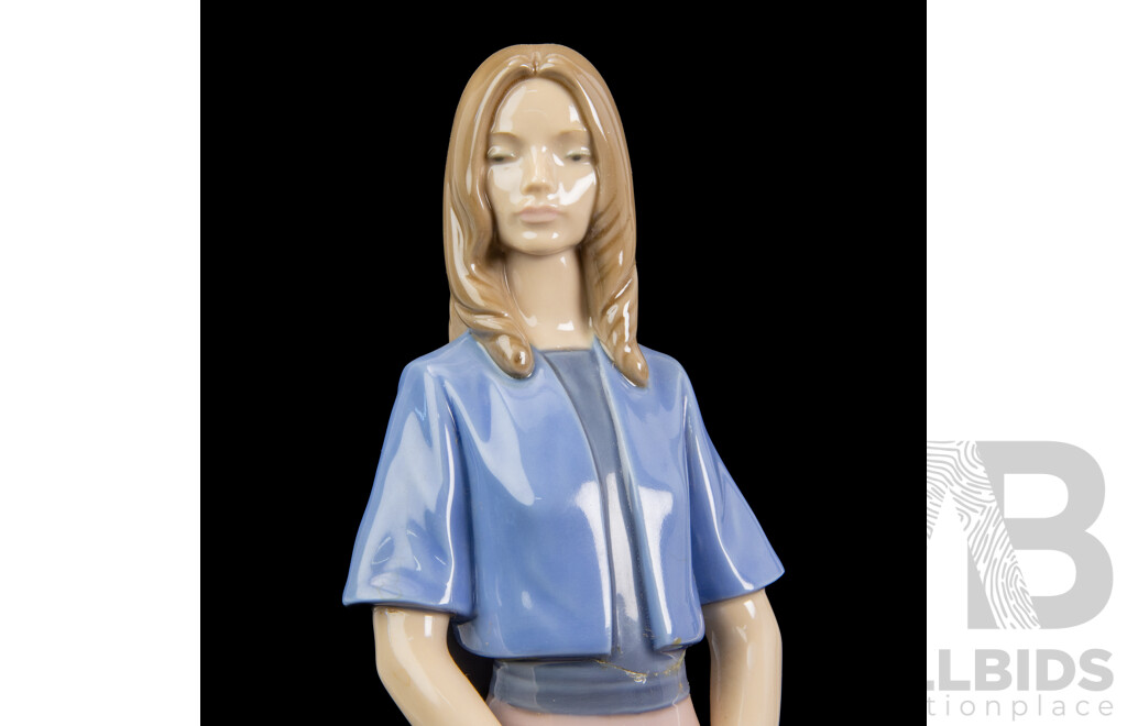 Porcelain Woman with Handkerchief Figure, Nao by Lladro