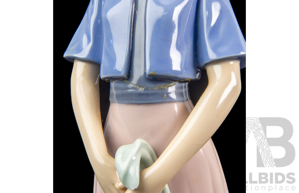 Porcelain Woman with Handkerchief Figure, Nao by Lladro