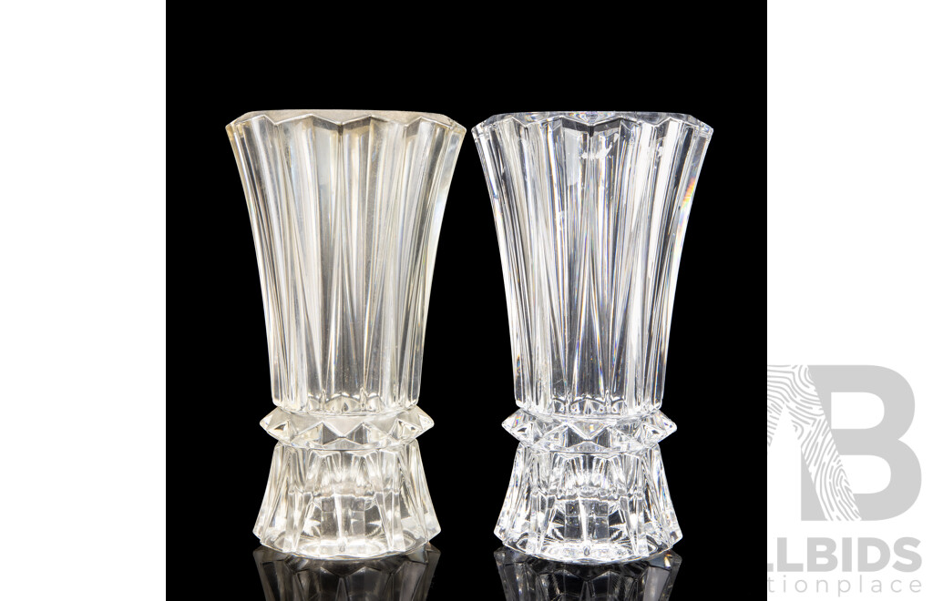 Pair of Mikasa Crystal Rainier Pattern Vases