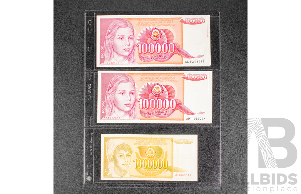 Collection of Vintage Banknotes Including Yugoslavia, Slovenia, Bosnia