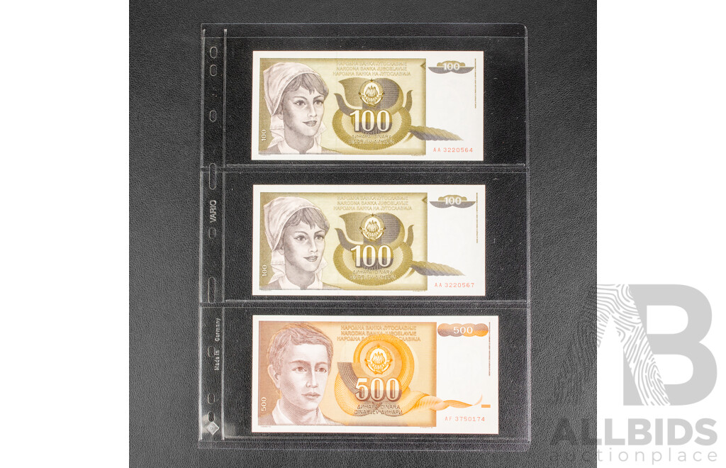 Collection of Vintage Banknotes Including Yugoslavia, Slovenia, Bosnia