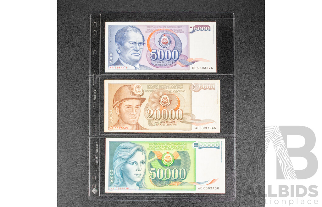 Collection of Vintage Banknotes Including Yugoslavia, Slovenia, Bosnia