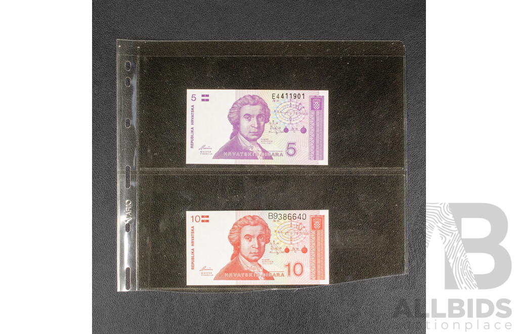 Collection of Vintage Croatian Banknotes