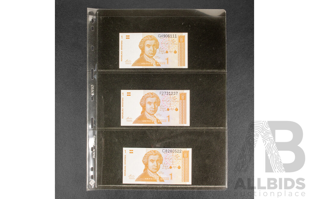 Collection of Vintage Croatian Banknotes
