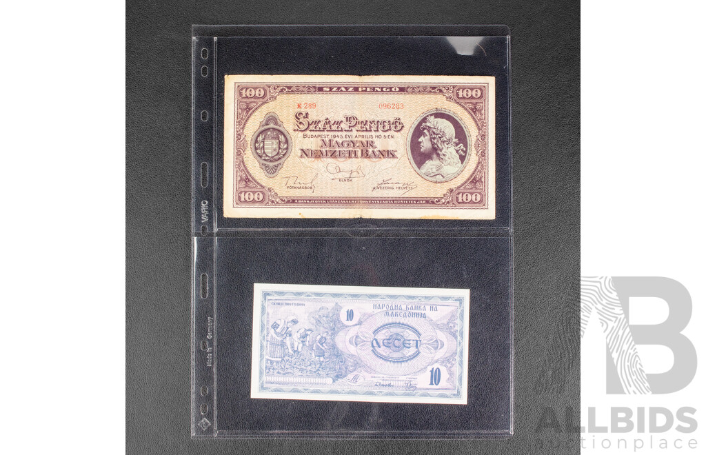 Collection of Vintage International Banknotes Including Argentina, Colombia, El Salvador, Afghanistan, Philippines, Jamaica, Hungary, Macedonia, Zaire