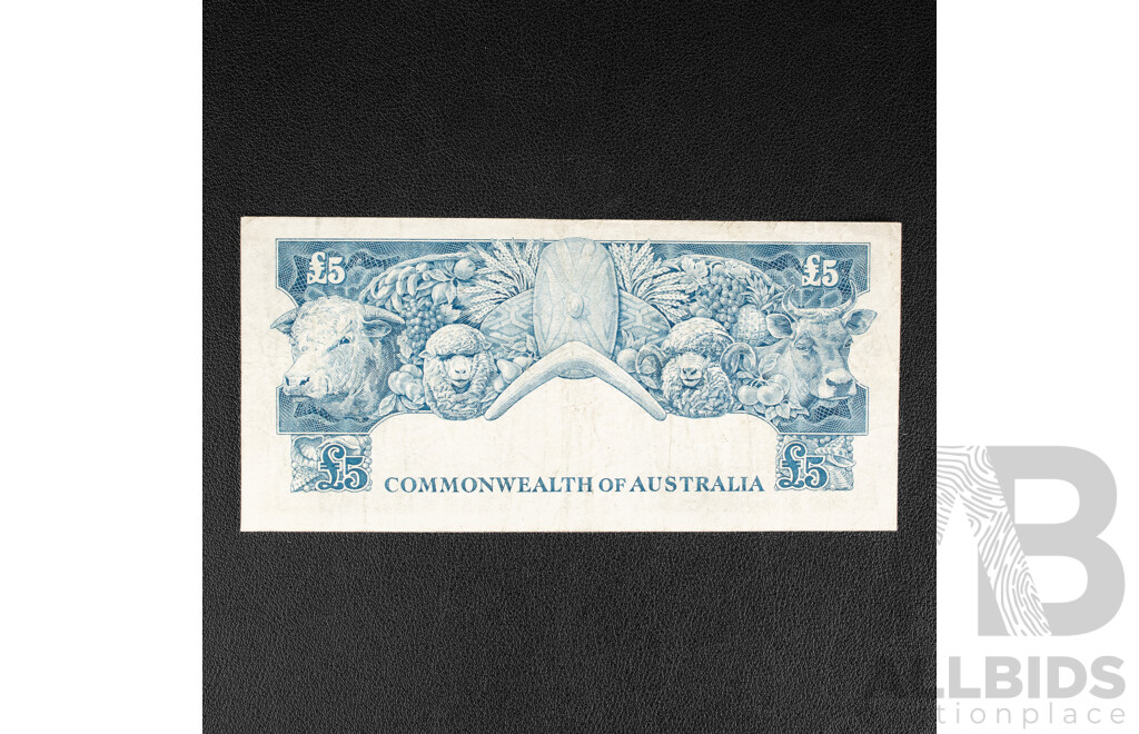 Australian 1954 Five Pound Note, R49 Coombs/Wilson, TA 04 316841