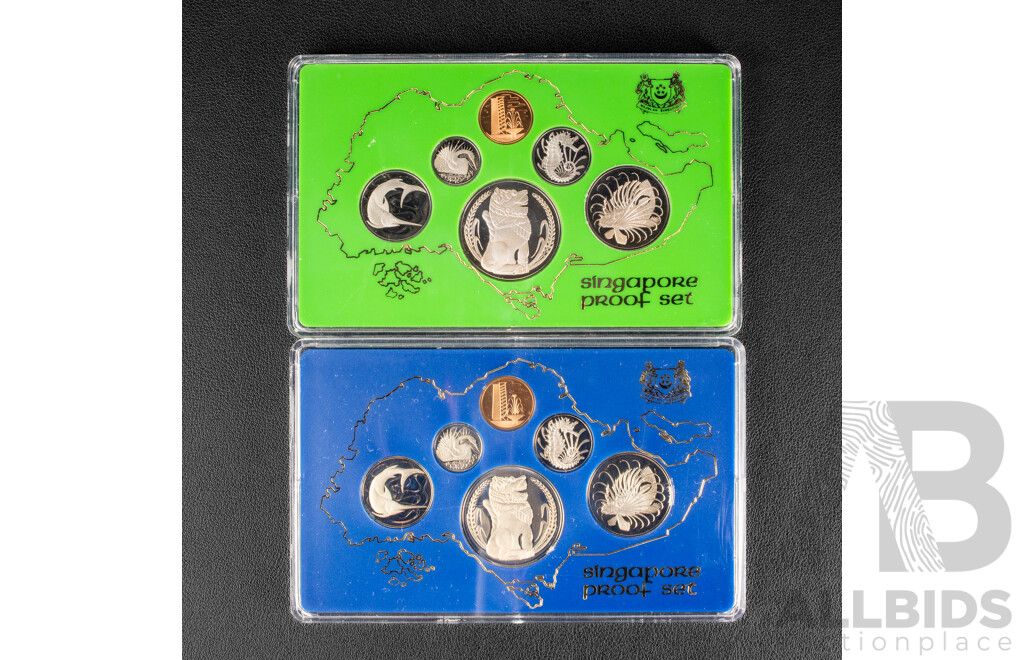 Singapore 1976 and 1977 Six Proof Coin Sets