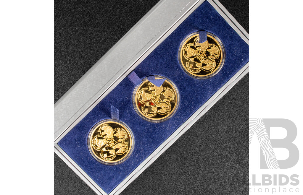 Singapore 2001 24k Plated Three Medal Set, National Day Parade