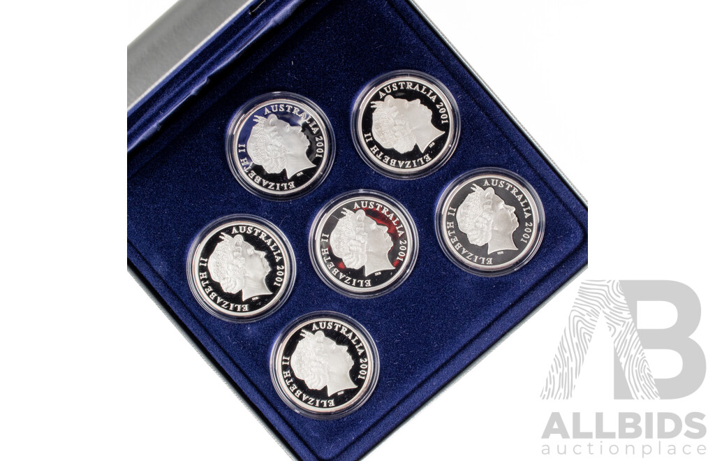 Australian RAM 2001 Masterpieces in Silver Six Five Dollar Coin Proof Set, Federation! .999
