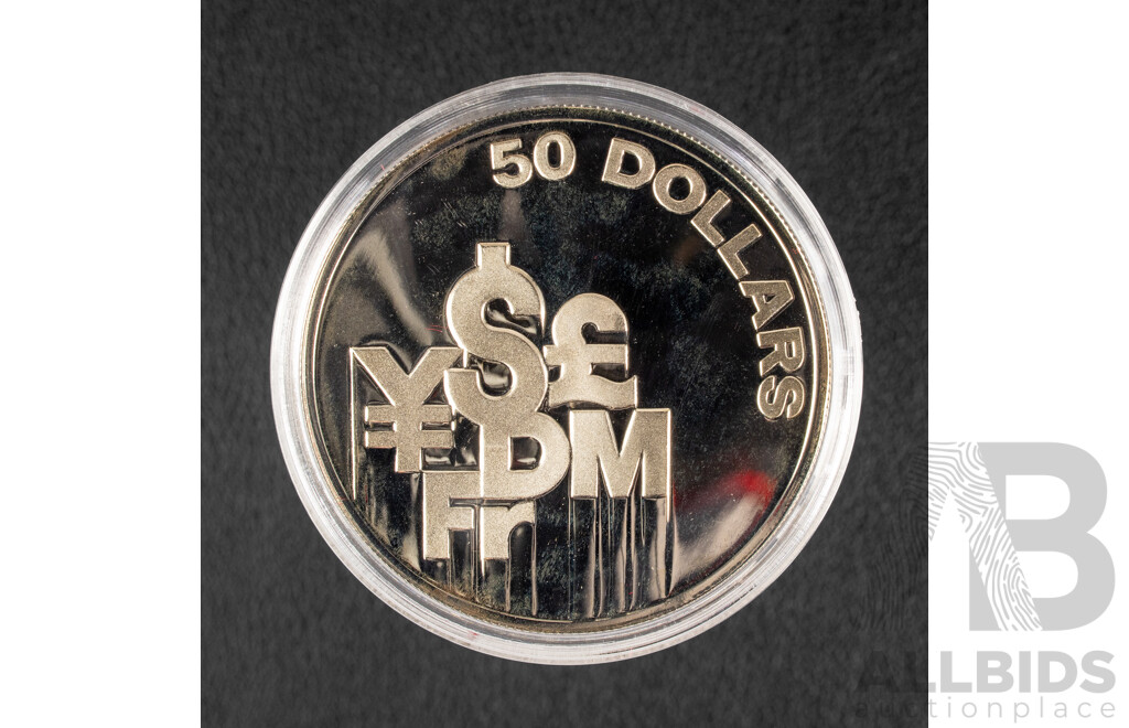 Singapore 1981 Silver Proof Fifty Dollar Coin, International Financial Center .500