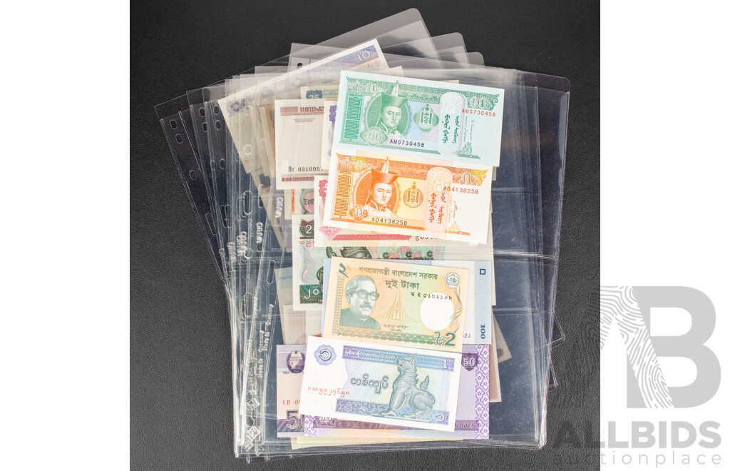 Collection of International Banknotes Including Ukraine, Vietnam, Tajikistan, Myanmar, Moldova, Artsakh, North Korea, India, Transnistria, Nicaragua, Madagascar