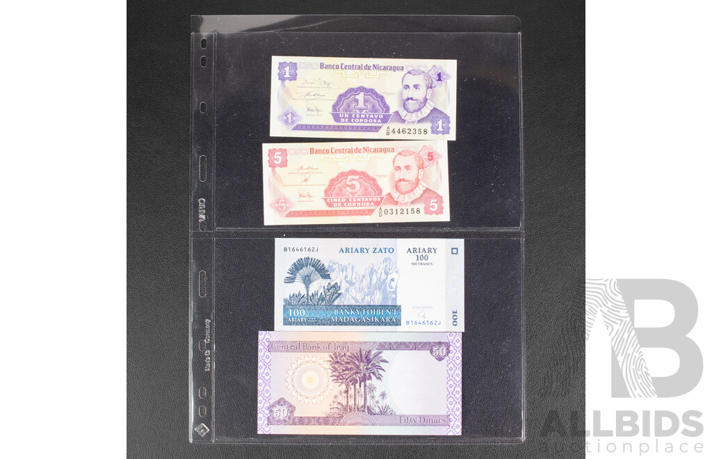 Collection of International Banknotes Including Ukraine, Vietnam, Tajikistan, Myanmar, Moldova, Artsakh, North Korea, India, Transnistria, Nicaragua, Madagascar