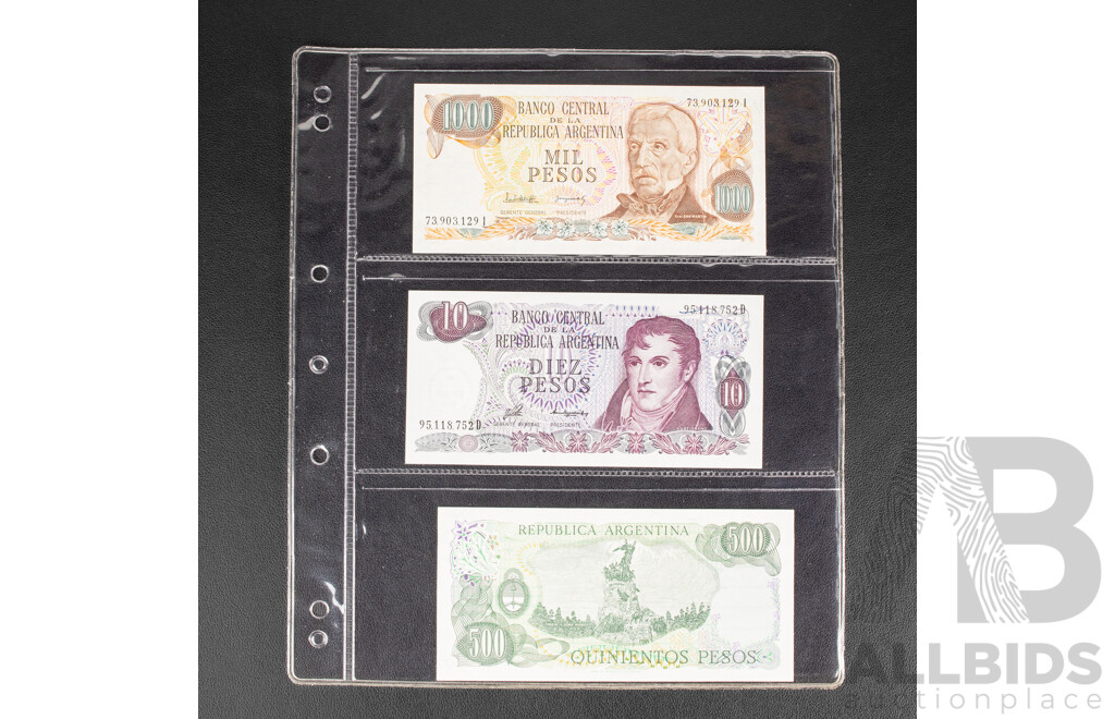 Collection of International Banknotes Including Brazil, Mozambique, Ecuador, Peru, Lebanon, Bolivia, Argentina,  Cambodia