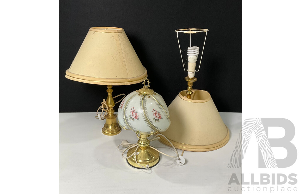 Collection of Three Brass Lamps