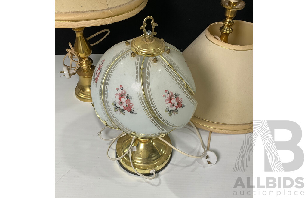 Collection of Three Brass Lamps