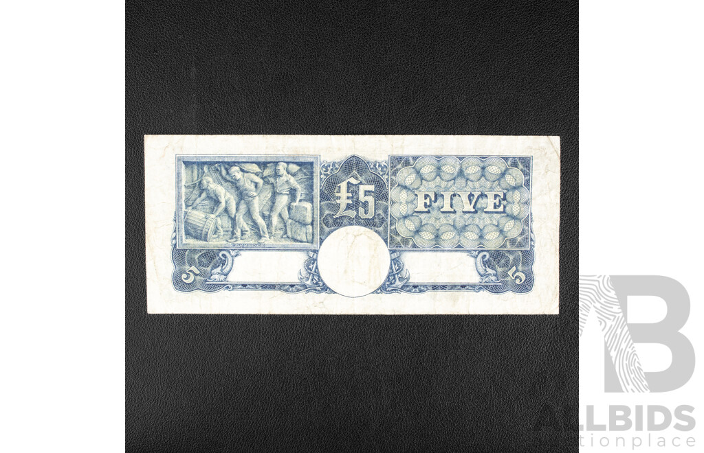 Australian 1949 Five Pound Note, R47 Coombs/Watt, R93 089343