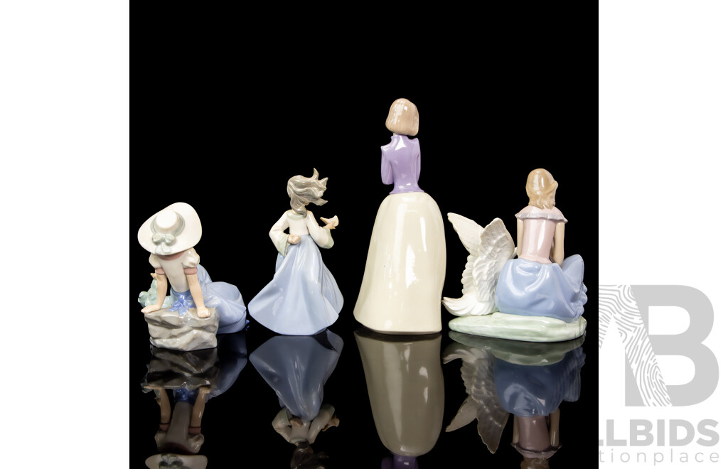 Collection of Four Porcelain Bird Whisperer Figures. Nao by Lladro