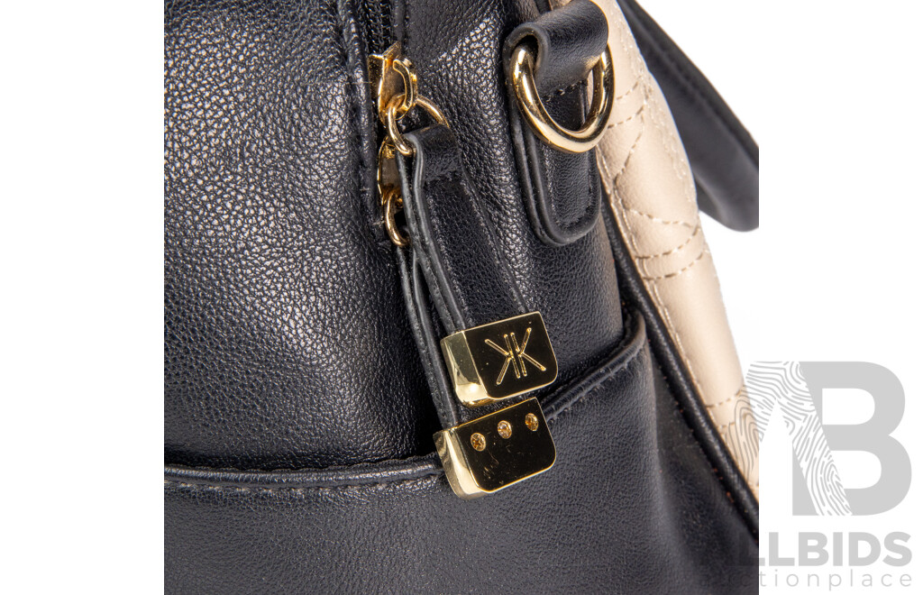 Kardashian Kollection Polyurethane Black & Light Tan Textured Crossbody/Handbag