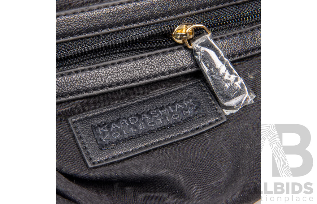 Kardashian Kollection Polyurethane Black & Light Tan Textured Crossbody/Handbag