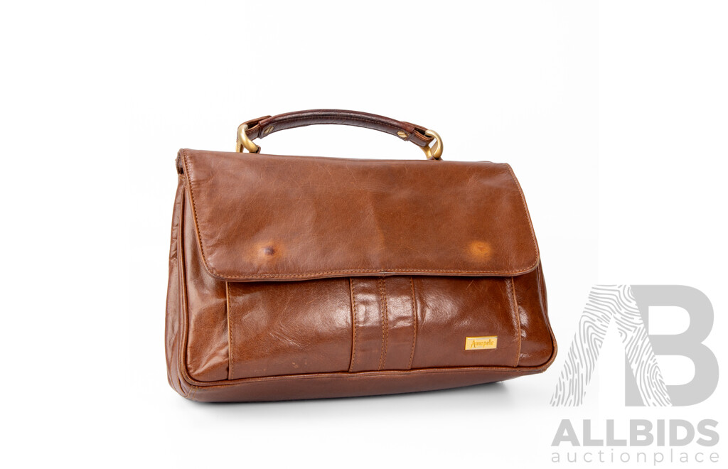 Annapelle Buffalo Hyde Brown Leather Briefcase Handbag