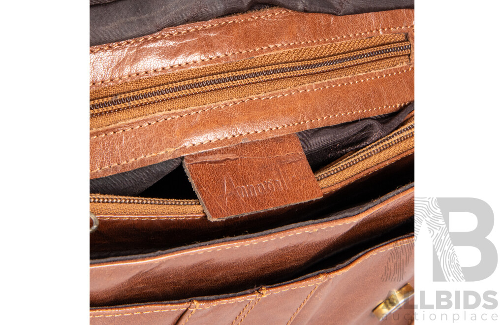 Annapelle Buffalo Hyde Brown Leather Briefcase Handbag