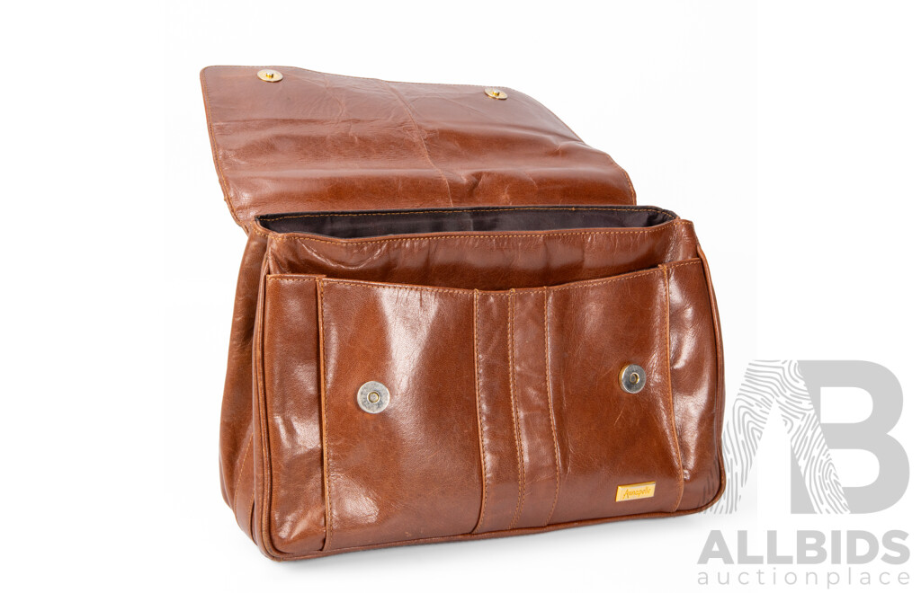 Annapelle Buffalo Hyde Brown Leather Briefcase Handbag