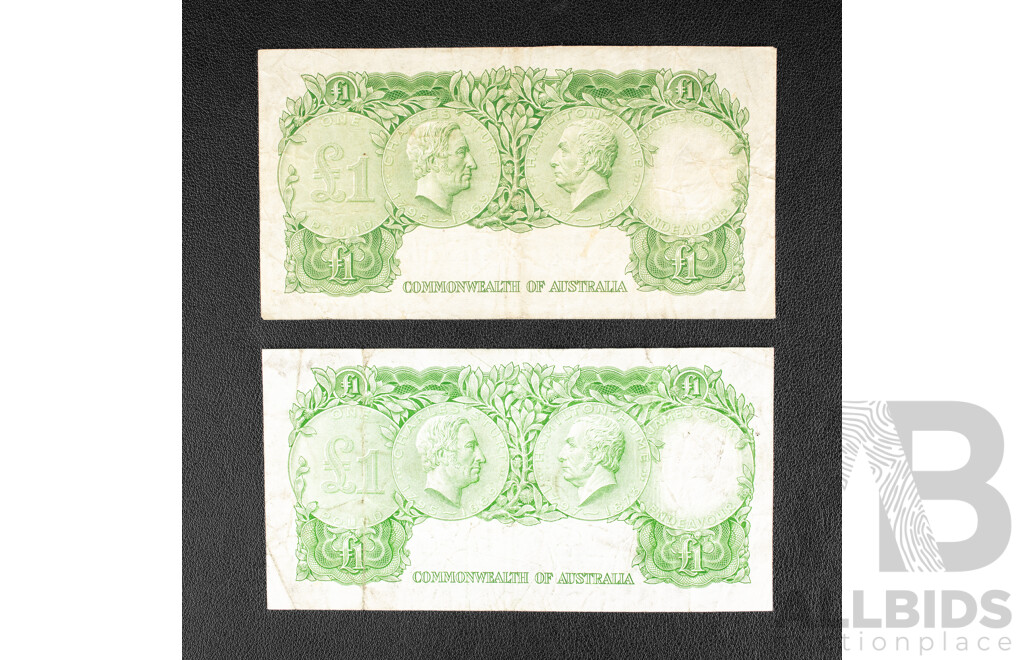 Australian 1953 and 1961 One Pound Notes, Coombs/WIlson R33 and R34