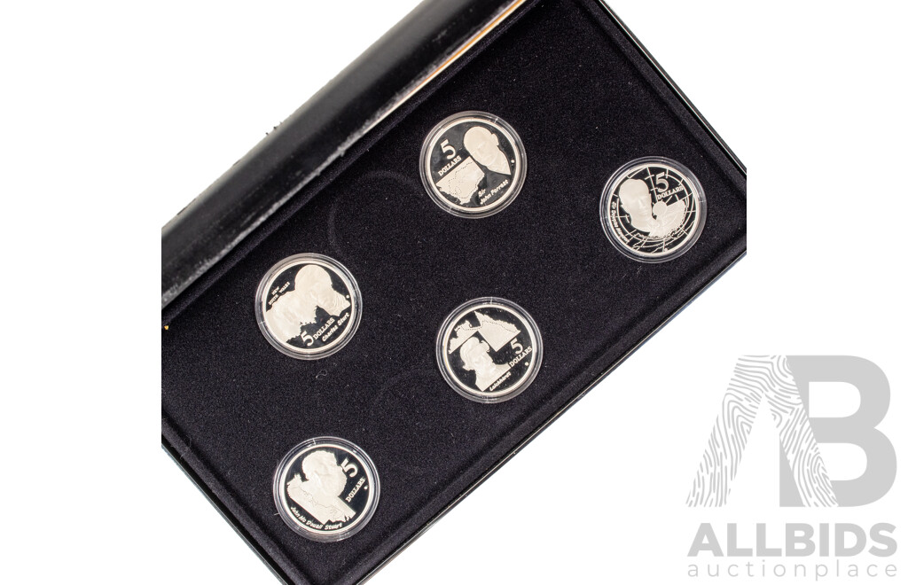 Australian RAM 1994 Masterpieces in Silver Five Dollar Coin Proof Set, Explorers .925