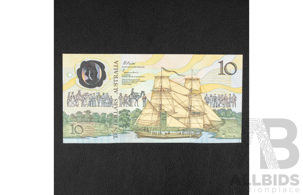 Australian 1988 UNC Ten Dollar Note, Bicentennial Fraser/Evans R310b, AB 24386365