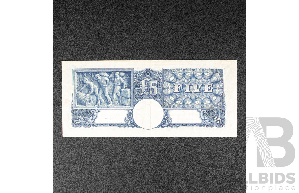 Australian 1949 Five Pound Note, R47 Coombs/Watt S17 071134
