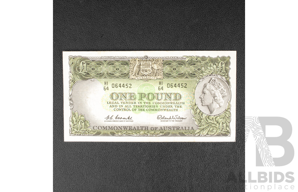 Australian 1961 One Pound Note, R34 Coombs/Wilson HI 64 064452