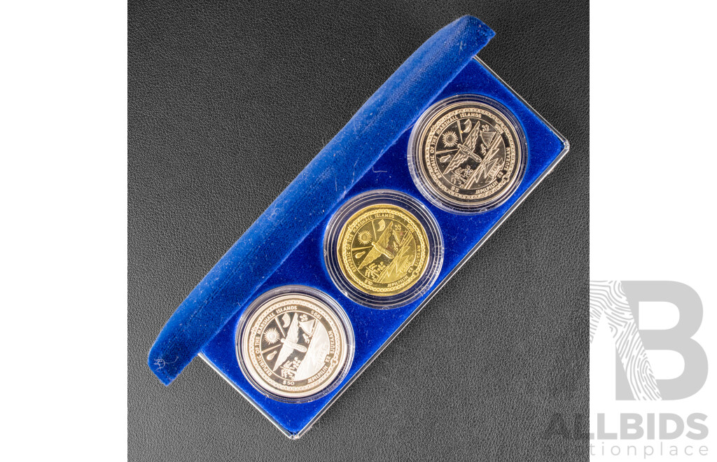 Republic of the Marshall Islands 1995 Elvis Presley Three Coin Set Including Silver Fifty Dollar .999