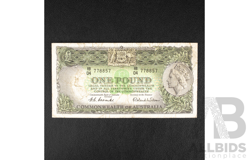 Australian 1953 One Pound Note Coombs/Wilson, R33, HB65 831770