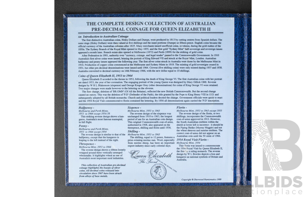 Sherwood Album of Australian Queen Elizabeth II Predecimal Coins .500