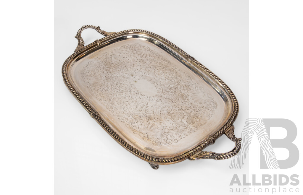 Antique British Sterling Silver Two-Handled Salver - 355.3gms