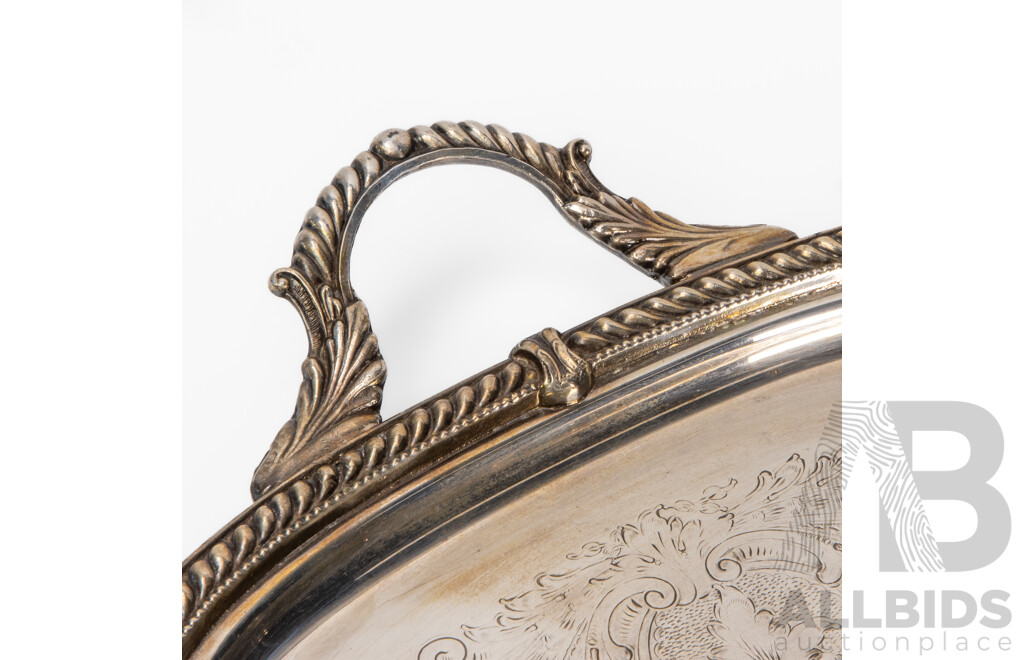 Antique British Sterling Silver Two-Handled Salver - 355.3gms