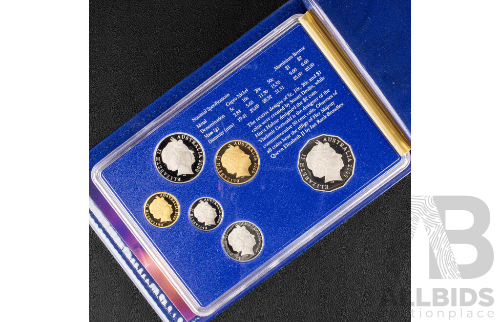 Australian RAM 2000 Six Proof Coin Set with Coloured Fifty Cent Millennium Year