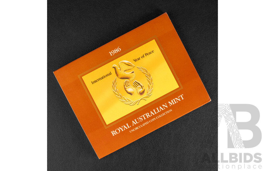Australian RAM 1986 Seven UNC Coin Set, International Year of Peace