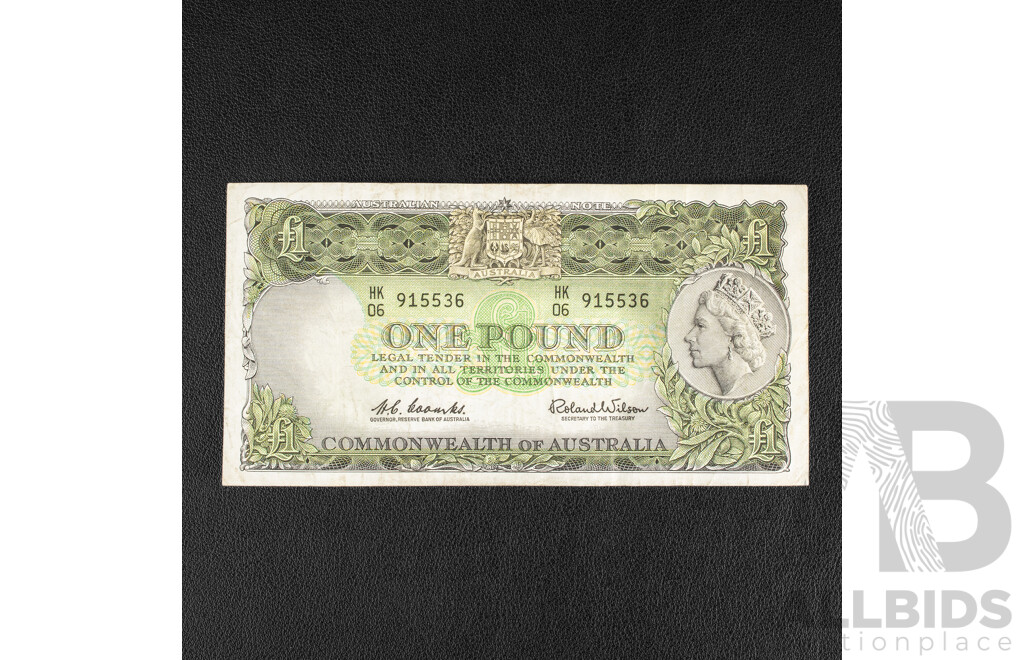 Australian 1961 One Pound Note, R34b Coombs/Wilson HK06 915536